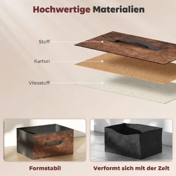 Kommode Mit 8 Schubladen, Stoffkommode Mit Metallgestell, Für Schlafzimmer & Wohnzimmer, Vintage Braun
