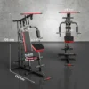 Kraftstation Fitnessstation Mit Latzug, Butterflystange, Verstellbar Preacher Bank, Beintrainer, Bis 120kg Schwarz+Rot