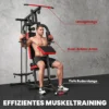 Kraftstation Fitnessstation Mit Latzug, Butterflystange, Verstellbar Preacher Bank, Beintrainer, Bis 120kg Schwarz+Rot