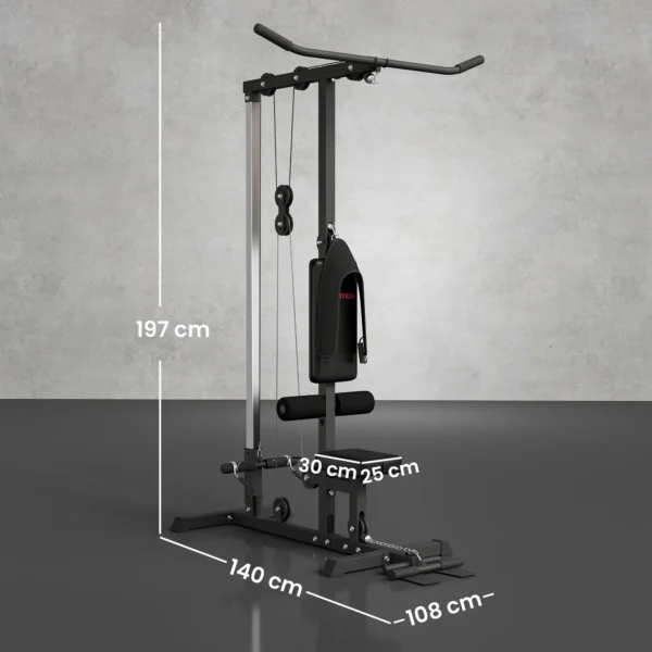 Kraftstation Für Zuhause, Ruderzüge, Ohne Gewichte, Fitnessgerät Für Zuhause, Stahl, Kunstleder, Schwarz