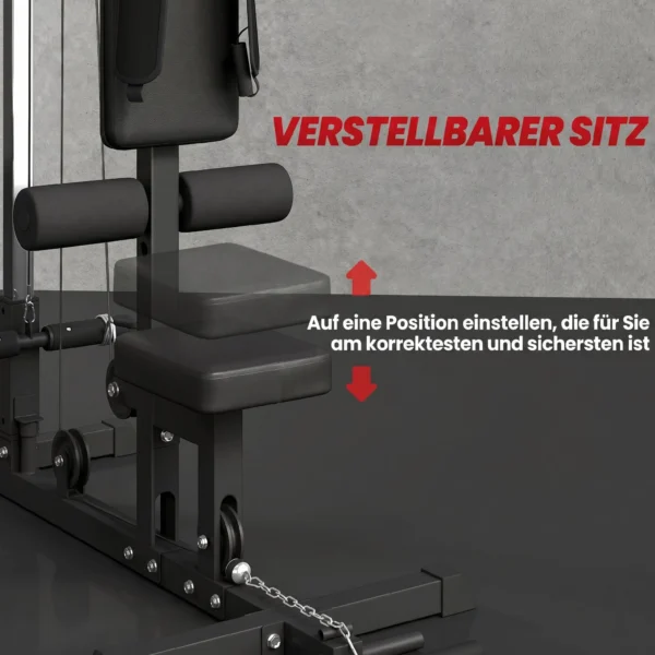 Kraftstation Für Zuhause, Ruderzüge, Ohne Gewichte, Fitnessgerät Für Zuhause, Stahl, Kunstleder, Schwarz