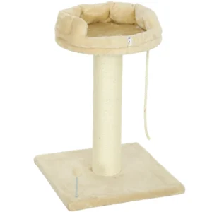 Kratzbaum Katzenbaum Katzenbett, 1 Katzenbett, Inkl. Katzenspielzeug, 55 Cm X 55 Cm X 83 Cm, Beige
