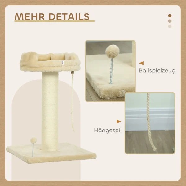 Kratzbaum Katzenbaum Katzenbett, 1 Katzenbett, Inkl. Katzenspielzeug, 55 Cm X 55 Cm X 83 Cm, Beige