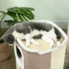 Kratztonne Für Katzen, Katzenbaum, 3 Ebenen, Robust, Weicher Plüsch, Rückzugsort, Beige