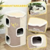 Kratztonne Für Katzen, Katzenbaum, 3 Ebenen, Robust, Weicher Plüsch, Rückzugsort, Beige