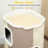 Kratztonne Für Katzen, Katzenbaum, 3 Ebenen, Robust, Weicher Plüsch, Rückzugsort, Beige