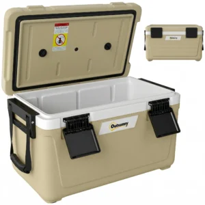 Kühlbox 42,6L Große Passive Thermobox Bis Zu 72 Std. Kühlung, Mit PU Vollschaumisolierung Ablassventil Griff, Tragbar