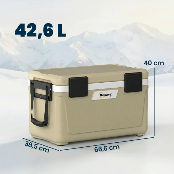 Kühlbox 42,6L Große Passive Thermobox Bis Zu 72 Std. Kühlung, Mit PU Vollschaumisolierung Ablassventil Griff, Tragbar