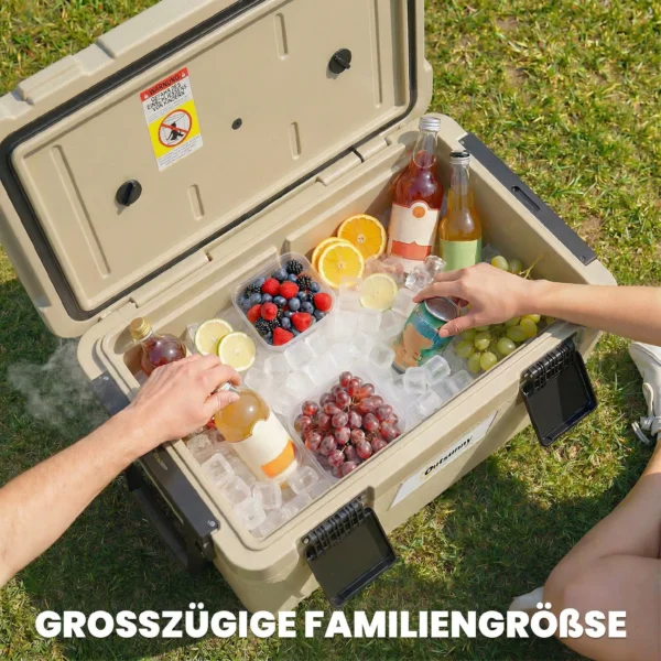 Kühlbox 42,6L Große Passive Thermobox Bis Zu 72 Std. Kühlung, Mit PU Vollschaumisolierung Ablassventil Griff, Tragbar