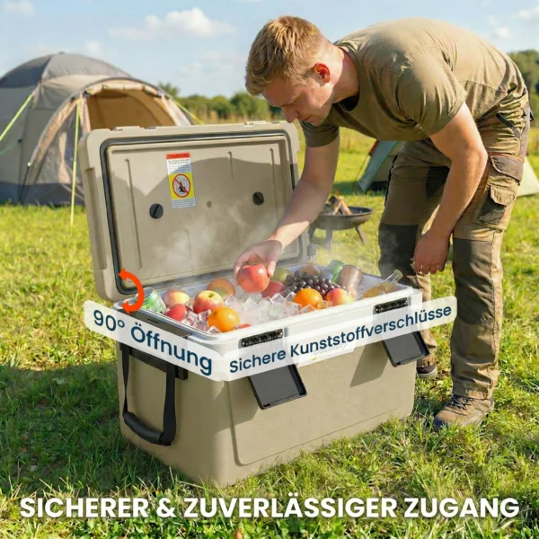 Kühlbox 42,6L Große Passive Thermobox Bis Zu 72 Std. Kühlung, Mit PU Vollschaumisolierung Ablassventil Griff, Tragbar