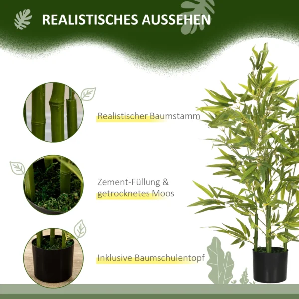 Künstlicher Baum, Kunstpflanze, 5 Stämme, 504 Blätter, Robuster Topf, Kunststoff