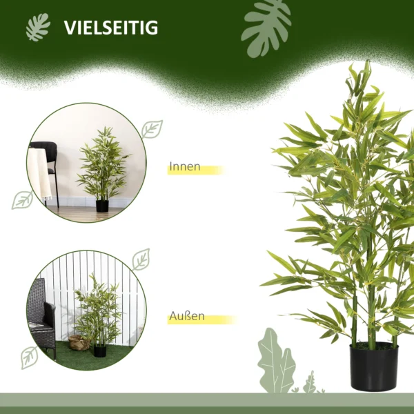 Künstlicher Baum, Kunstpflanze, 5 Stämme, 504 Blätter, Robuster Topf, Kunststoff