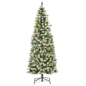 Künstlicher Weihnachtsbaum 180 Cm Tannenbaum Künstlich Mit LED Beleuchtung, Schnee, 618 Spitzen Christbaum Weihnachtsdeko Inkl. Stahlständer Für Drinnen