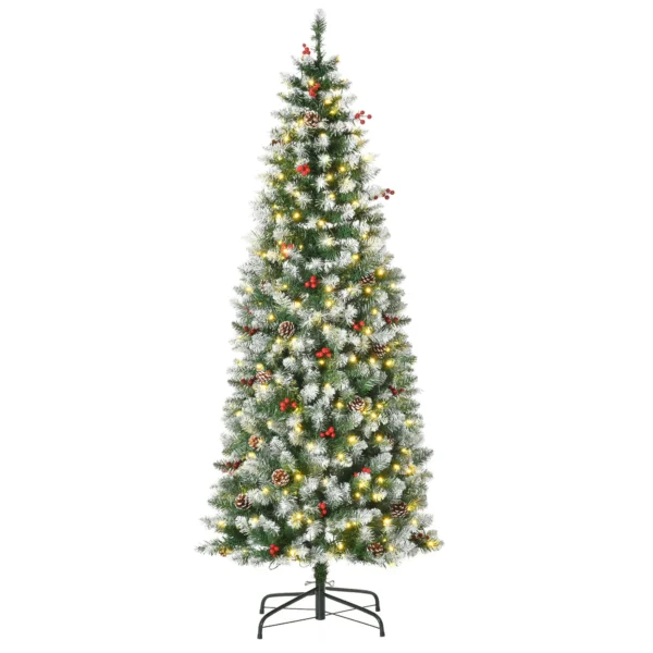 Künstlicher Weihnachtsbaum 180 Cm Tannenbaum Künstlich Mit LED Beleuchtung, Schnee, 618 Spitzen Christbaum Weihnachtsdeko Inkl. Stahlständer Für Drinnen