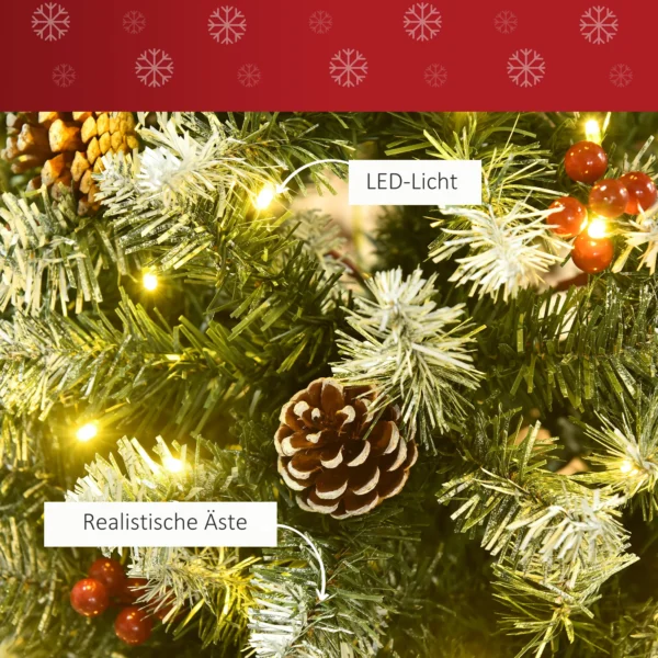Künstlicher Weihnachtsbaum 180 Cm Tannenbaum Künstlich Mit LED Beleuchtung, Schnee, 618 Spitzen Christbaum Weihnachtsdeko Inkl. Stahlständer Für Drinnen