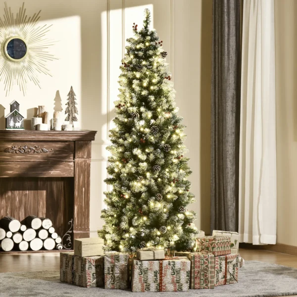 Künstlicher Weihnachtsbaum 180 Cm Tannenbaum Künstlich Mit LED Beleuchtung, Schnee, 618 Spitzen Christbaum Weihnachtsdeko Inkl. Stahlständer Für Drinnen