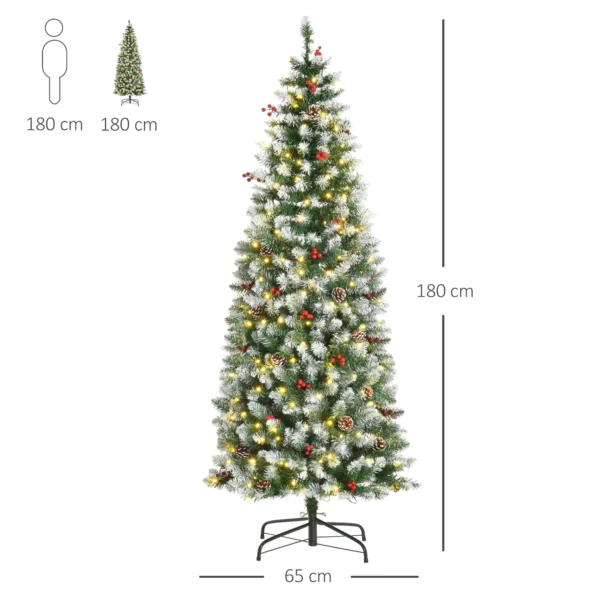 Künstlicher Weihnachtsbaum 180 Cm Tannenbaum Künstlich Mit LED Beleuchtung, Schnee, 618 Spitzen Christbaum Weihnachtsdeko Inkl. Stahlständer Für Drinnen