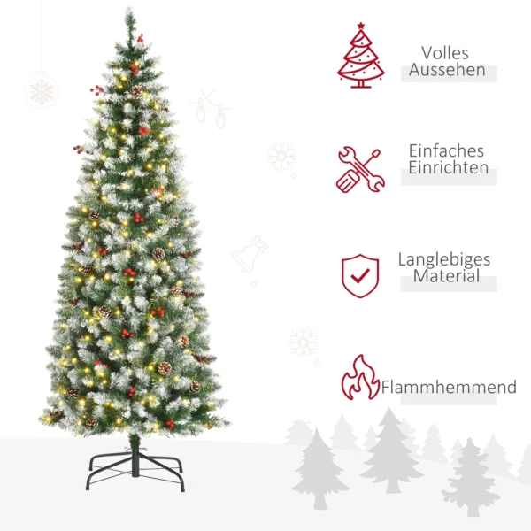 Künstlicher Weihnachtsbaum 180 Cm Tannenbaum Künstlich Mit LED Beleuchtung, Schnee, 618 Spitzen Christbaum Weihnachtsdeko Inkl. Stahlständer Für Drinnen