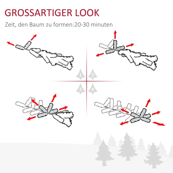 Künstlicher Weihnachtsbaum 180 Cm Tannenbaum Künstlich Mit LED Beleuchtung, Schnee, 618 Spitzen Christbaum Weihnachtsdeko Inkl. Stahlständer Für Drinnen