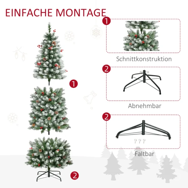Künstlicher Weihnachtsbaum 180 Cm Tannenbaum Künstlich Mit LED Beleuchtung, Schnee, 618 Spitzen Christbaum Weihnachtsdeko Inkl. Stahlständer Für Drinnen