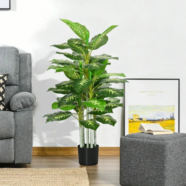Kunstpflanze, Kunststoff Pflanze, Zementtopf, Indoor Und Outdoor, 120 Cm, Grün