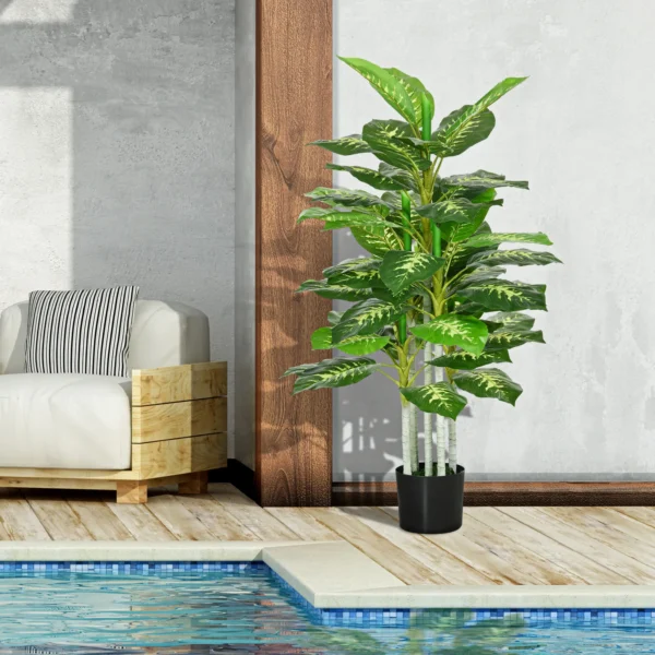 Kunstpflanze, Kunststoff Pflanze, Zementtopf, Indoor Und Outdoor, 120 Cm, Grün