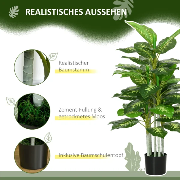 Kunstpflanze, Kunststoff Pflanze, Zementtopf, Indoor Und Outdoor, 120 Cm, Grün