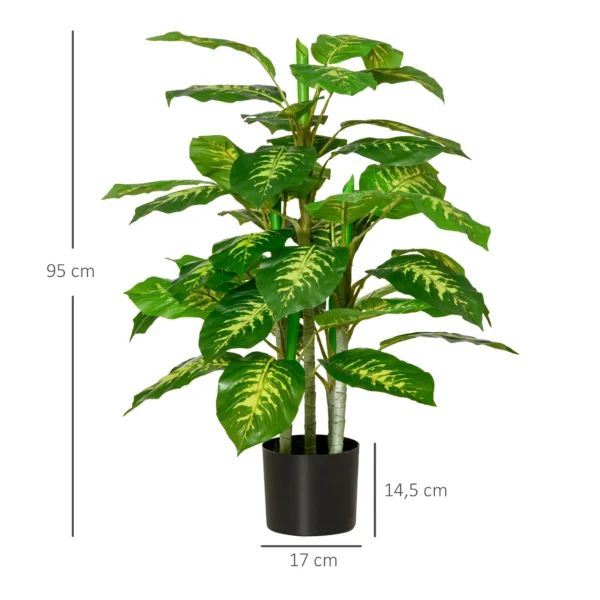 Kunstpflanze, Kunststoff Pflanze, Zementtopf, Indoor Und Outdoor, 95 Cm, Grün