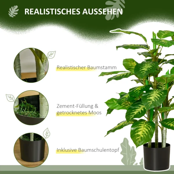 Kunstpflanze, Kunststoff Pflanze, Zementtopf, Indoor Und Outdoor, 95 Cm, Grün
