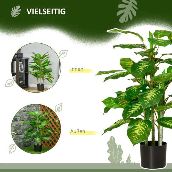 Kunstpflanze, Kunststoff Pflanze, Zementtopf, Indoor Und Outdoor, 95 Cm, Grün