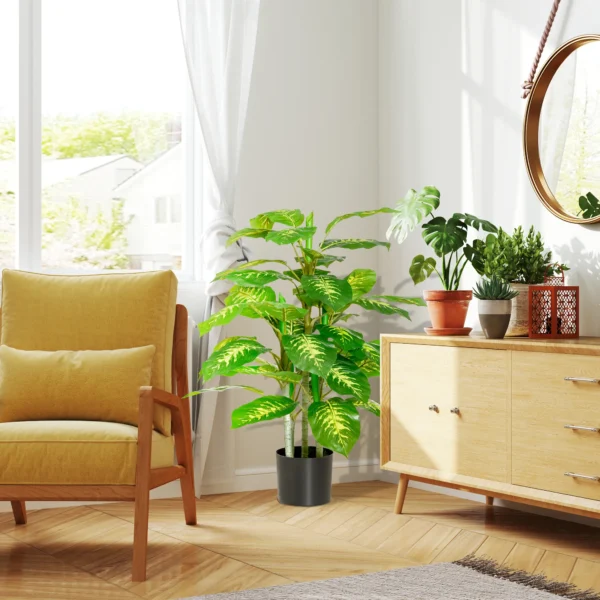 Kunstpflanze, Kunststoff Pflanze, Zementtopf, Indoor Und Outdoor, 95 Cm, Grün
