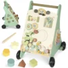 Lauflernwagen Holz Montessori Lauflernhilfe Mit Geschwindigkeitskontrolle, Xylophon, Zahnrädern Und Perlenlabyrinth Grün