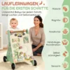 Lauflernwagen Holz Montessori Lauflernhilfe Mit Geschwindigkeitskontrolle, Xylophon, Zahnrädern Und Perlenlabyrinth Grün