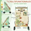 Lauflernwagen Holz Montessori Lauflernhilfe Mit Geschwindigkeitskontrolle, Xylophon, Zahnrädern Und Perlenlabyrinth Grün