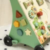 Lauflernwagen Holz Montessori Lauflernhilfe Mit Geschwindigkeitskontrolle, Xylophon, Zahnrädern Und Perlenlabyrinth Grün