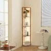 LED Stehlampe Mit Regalen, 5 stufig Dimmbare, Moderne Stehleuchte Mit 3 Helligkeitsstufen Und Fußschalter, Rustikal Braun