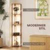 LED Stehlampe Mit Regalen, 5 stufig Dimmbare, Moderne Stehleuchte Mit 3 Helligkeitsstufen Und Fußschalter, Rustikal Braun