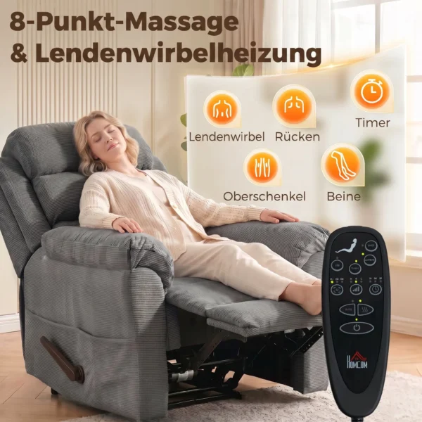 Massage Relaxsessel Mit Wärme, Verstellbarer Kopfstütze Und Wall Hugger Funktion, Grau