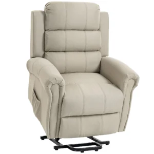 Massagesessel Mit Aufstehhilfe, Relaxsessel, Vibrationsköpfe, Mit Neigefunktion, Leinenoptik, Beige