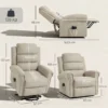Massagesessel Mit Aufstehhilfe, Relaxsessel, Vibrationsköpfe, Mit Neigefunktion, Leinenoptik, Beige