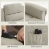 Massagesessel Mit Aufstehhilfe, Relaxsessel, Vibrationsköpfe, Mit Neigefunktion, Leinenoptik, Beige