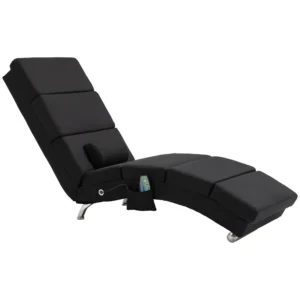 Massagesessel, Relaxsessel, Liegesessel Mit 8 Vibrationspunkten, 5 Modi, 56 X 168 X 84 Cm, Schwarz