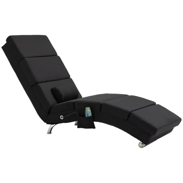 Massagesessel, Relaxsessel, Liegesessel Mit 8 Vibrationspunkten, 5 Modi, 56 X 168 X 84 Cm, Schwarz