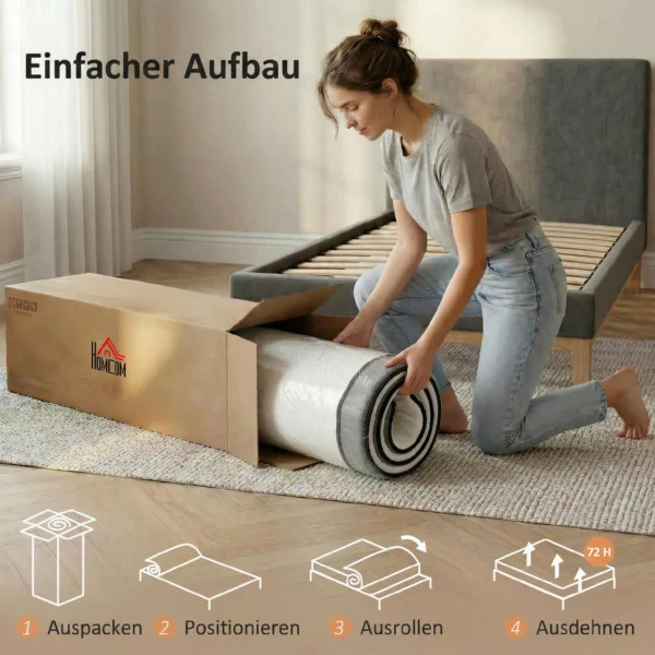 Matratze 140x200cm H3 Mittelfest 20 Cm Höhe Ergonomisch, Atmungsaktiv Aus Gel Memory Schaumstoff, Öko Tex & CertiPUR