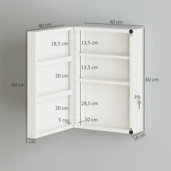Medizinschrank, Abschließbarer Medikamentenschrank Mit 6 Regalen Für Küche, Flur