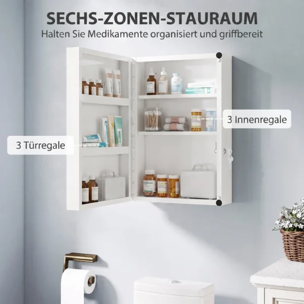 Medizinschrank, Abschließbarer Medikamentenschrank Mit 6 Regalen Für Küche, Flur