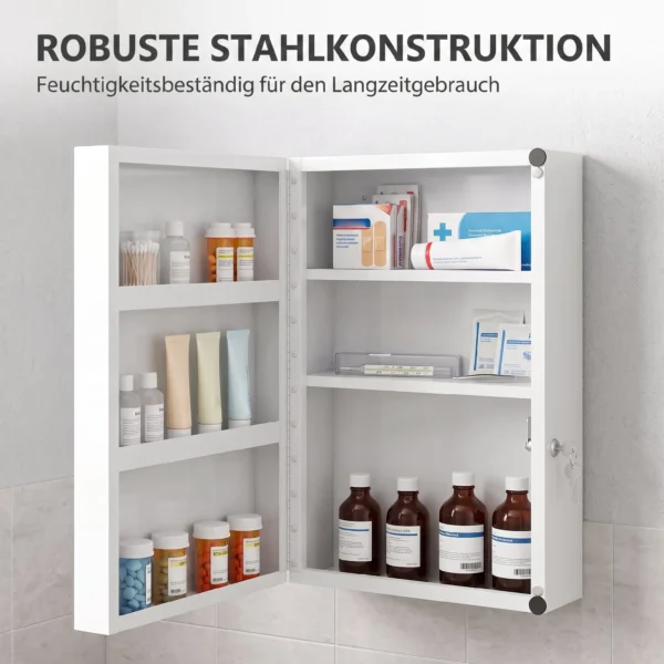 Medizinschrank, Abschließbarer Medikamentenschrank Mit 6 Regalen Für Küche, Flur