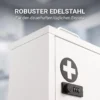 Medizinschrank Zur Wandmontage Mit Zahlenschloss, 2 stufiger Erste Hilfe Schrank Aus Edelstahl, Weiß