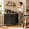 Metall Sideboard, 80x40x80 Cm, Industrielles Aufbewahrungsschrank Mit 2 Türen Und Verstellbarem Regal Für Wohnzimmer, Büro, Schwarz