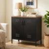 Metall Sideboard, 80x40x80 Cm, Industrielles Aufbewahrungsschrank Mit 2 Türen Und Verstellbarem Regal Für Wohnzimmer, Büro, Schwarz